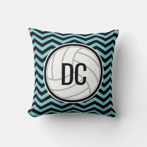 Volleyball Player Chevron Custom Color & Letters Throw Pillow