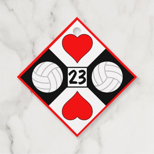 Volleyball Player Custom Jersey Number Cute Party Favor Tags
