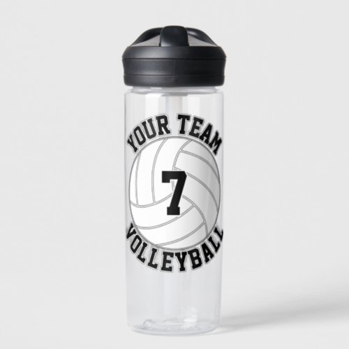 Volleyball Player Custom Team Name & Jersey Number Water Bottle