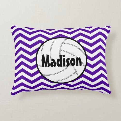 Volleyball Player Custom Text and Color Chevron Accent Pillow
