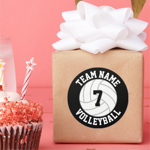 Volleyball Team Name, Color and Player Number Classic Round Sticker