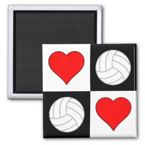 Volleyballs & Hearts Pattern Decorative Magnet