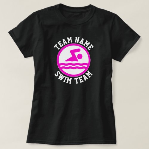 Women's Pink Swimming and Diving Custom Team Name T-Shirt