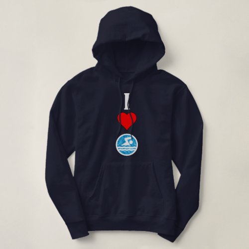 Womens Swimming & Diving Swimmer I Love/Heart Swim Hoodie