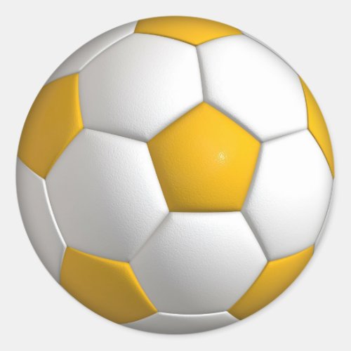 Yellow Soccer Ball Sports Player Round Stickers
