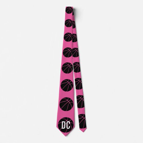 Any Team Color Custom Black Basketballs Coach Tie