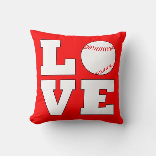 Baseball LOVE Custom Color Throw Pillow