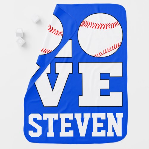 Baseball Love Custom Name/Text/Color Newborn Baby Stroller Blanket