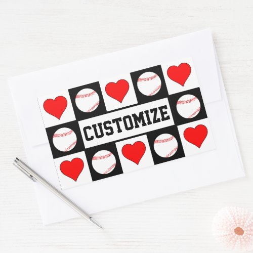 Baseball Pattern Custom Player Name Sports Rectangular Sticker
