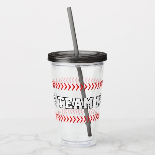 Baseball Player, Coach or Fan Custom Team Name Acrylic Tumbler
