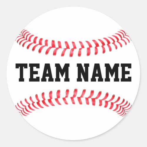 Baseball Sports Party Custom Team or Player Name Classic Round Sticker