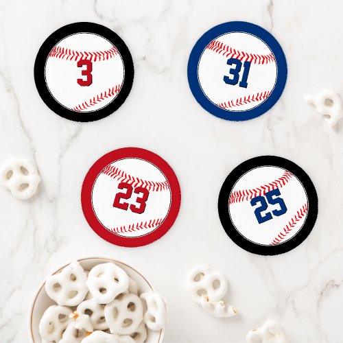 Baseball Team Custom Player Numbers & Colors Sport Coaster Set