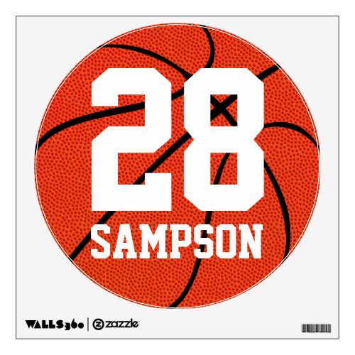 Basketball Player Jersey Number & Name Customized Wall Decal