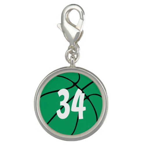 Basketball Player Number or Initials Green Bball Charm