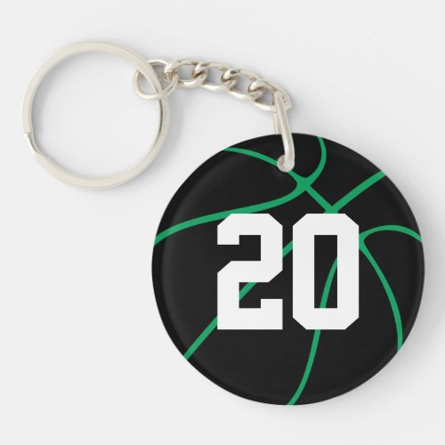 Black and Green Basketball Player Jersey Number Keychain