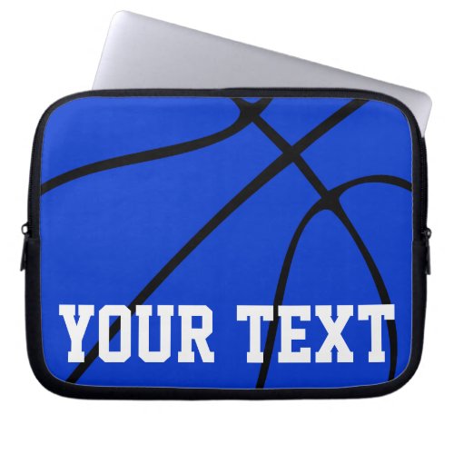 Blue Basketball Coach/Player Custom Team Name/Text Laptop Sleeve