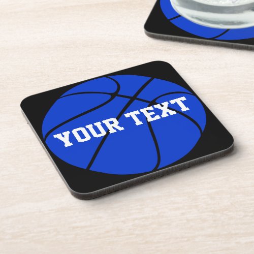 Blue Basketball Custom Team Name or Text Sports Drink Coaster