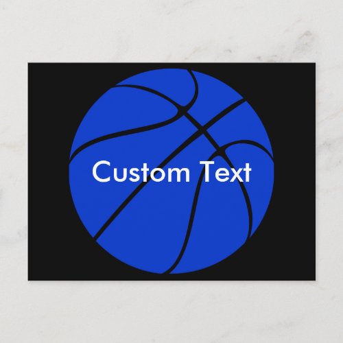 Blue Basketball Custom Team Name or Text Sports Postcard