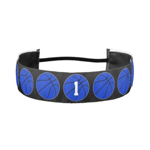 Blue Basketball Player Custom Jersey Number Girls Athletic Headband