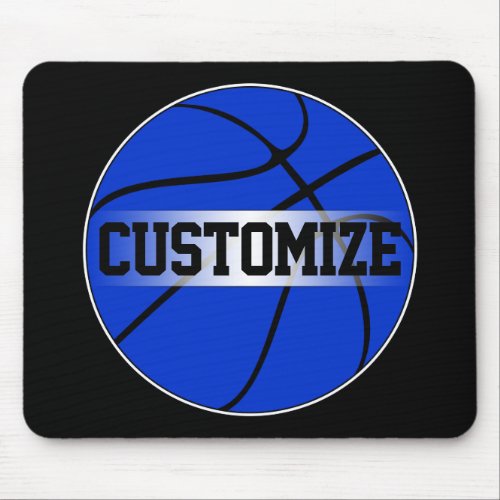 Blue Basketball Player or Coach Custom Team Name Mouse Pad