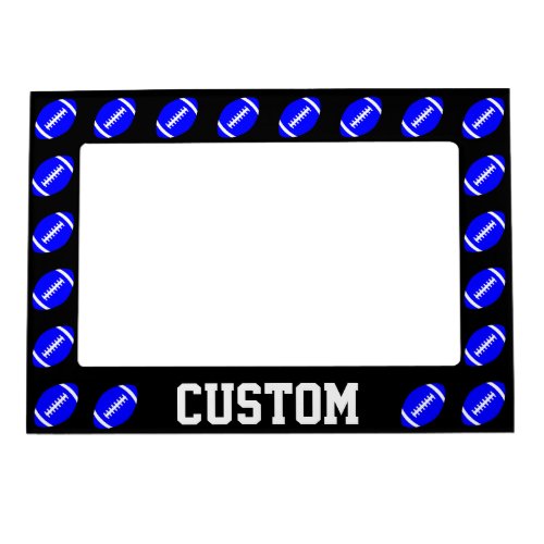 Blue Football Custom Team Name or Text Magnetic Magnetic Photo Frame