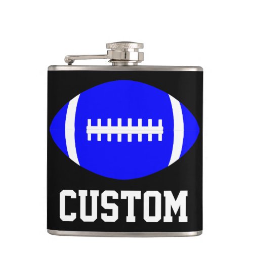 Blue Football Team Custom Fan Color & Team Name Flask