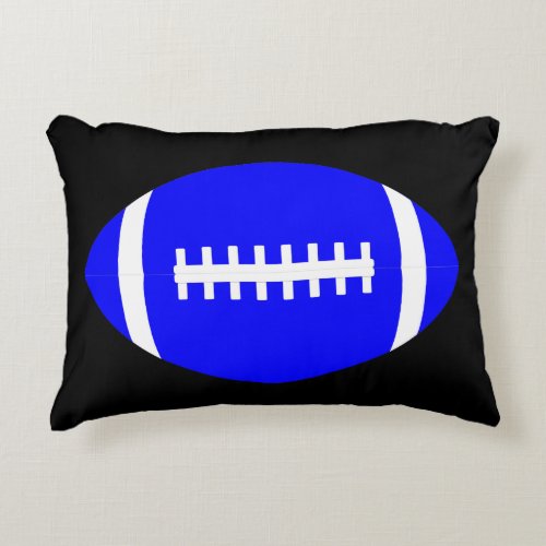 Boy's Room Blue & Black Football Team Color Sports Accent Pillow