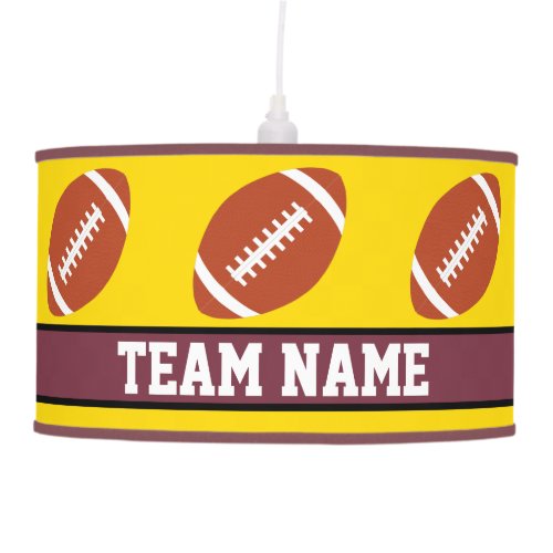 Burgundy Maroon Red Football Custom Team Name Hanging Lamp