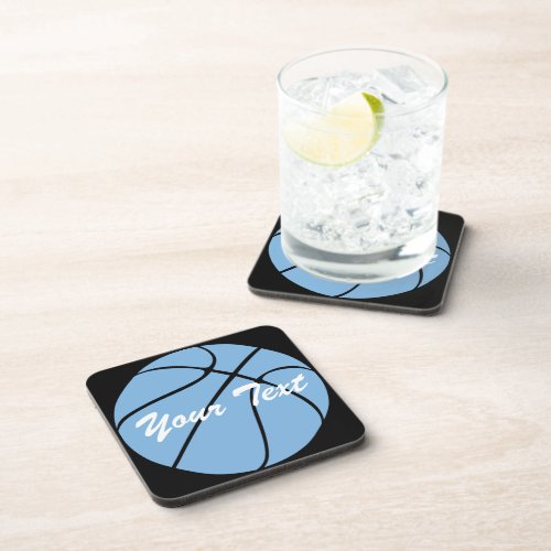 Carolina Blue Basketball Custom Team Name or Text Drink Coaster