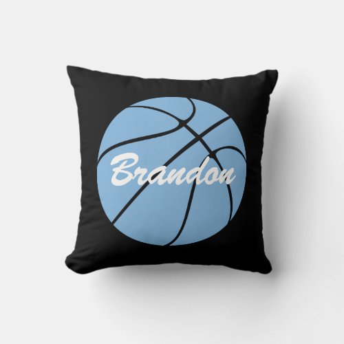 Custom Carolina Blue Basketball Custom Player Name Throw Pillow