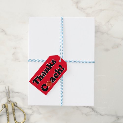 Custom Color Thanks Coach Basketball Gift Tags
