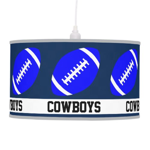 Custom Team Name & Color Blue Football Sports Bar Ceiling Lamp