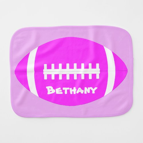 Cute Baby Girl Pink Football Name/Text Burp Cloth