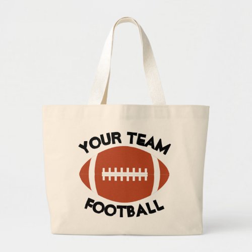Football Fan Custom Team Name or Text Sports Large Tote Bag