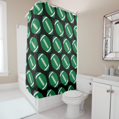 Football Player/Coach Green Footballs Sports Team Shower Curtain