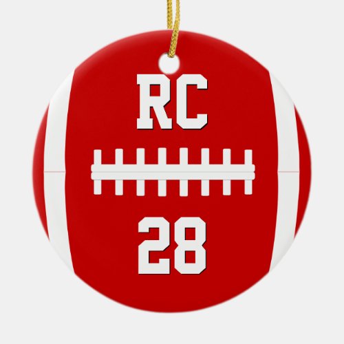 Football Player Custom Initials & Jersey Number Ceramic Ornament