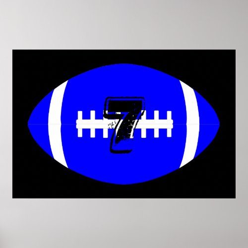 Football Player Giant Blue Football Jersey Number Poster