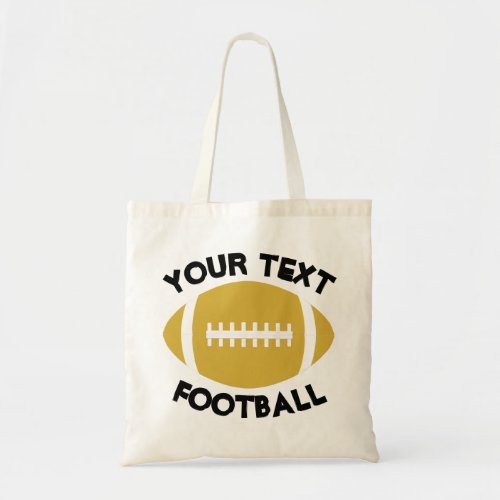 Gold Football Fan Customized Team Name/Text Sports Tote Bag