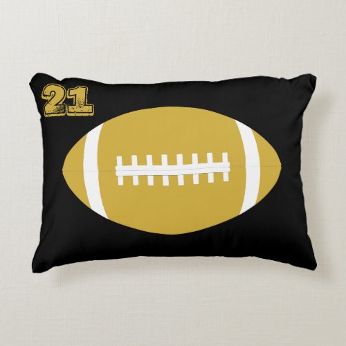 Gold Football Player Custom Jersey Number/Letters Accent Pillow