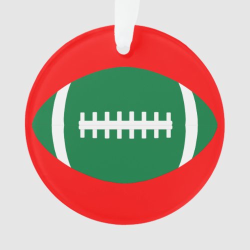 Green and Red Football Christmas Colors Sports Ornament