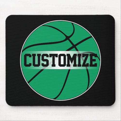 Green Basketball Player or Coach Custom Team Name Mouse Pad