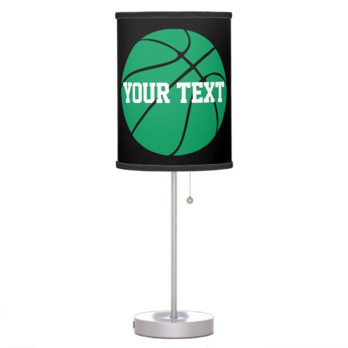Green Basketball Team Custom Text Fun Sports Room Table Lamp