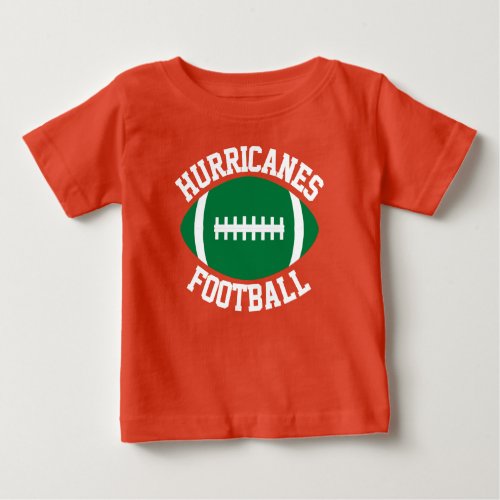 Green Football Baby Custom Team Name/Text & Number Baby T-Shirt