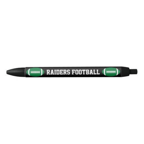 Green Football Custom Team Name or Text Coach's Black Ink Pen
