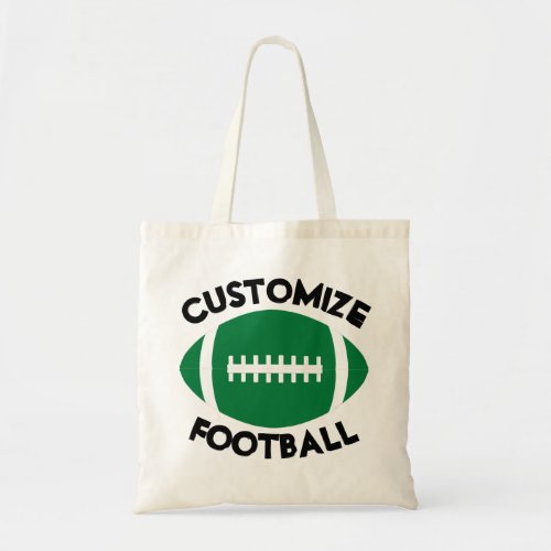 Green Football Customized Team Name or Text Sports Tote Bag