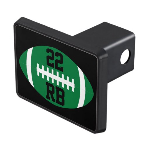 Green Football Player Jersey Number and Position Hitch Cover