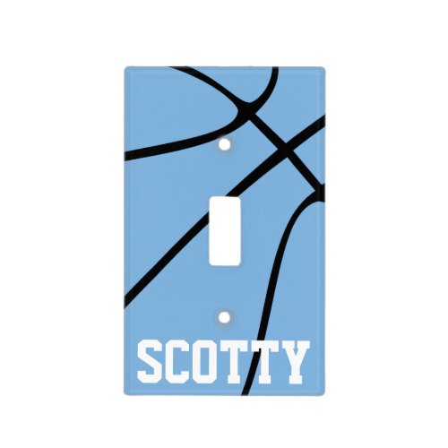 Kids Room Carolina Blue Basketball Custom Text Light Switch Cover