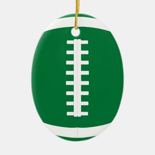 Oval Green Football Player or Coach Christmas Ceramic Ornament