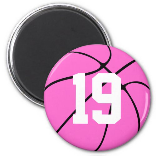 Pink Basketball Custom Jersey Number or Letters Magnet