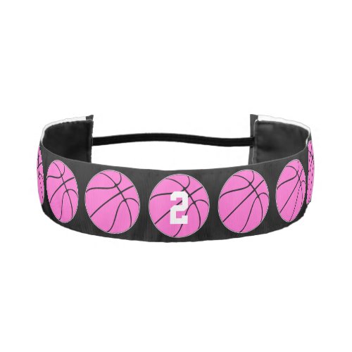 Pink Basketball Custom Player Jersey Number Girls' Athletic Headband